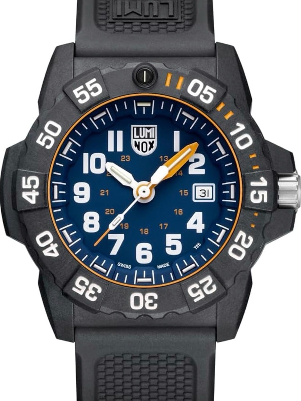 Luminox Navy Seals Men’s Blue Dial Black Carbonox Watch with Orange Accents